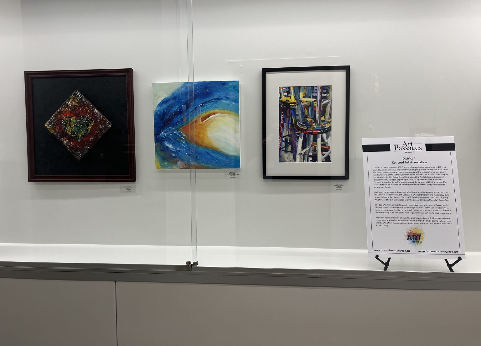 Gallery 2 - CAA display at an Art Passages exhibit at the County Administration Building in Martinez, CA. Photo by ARTSCCC.
