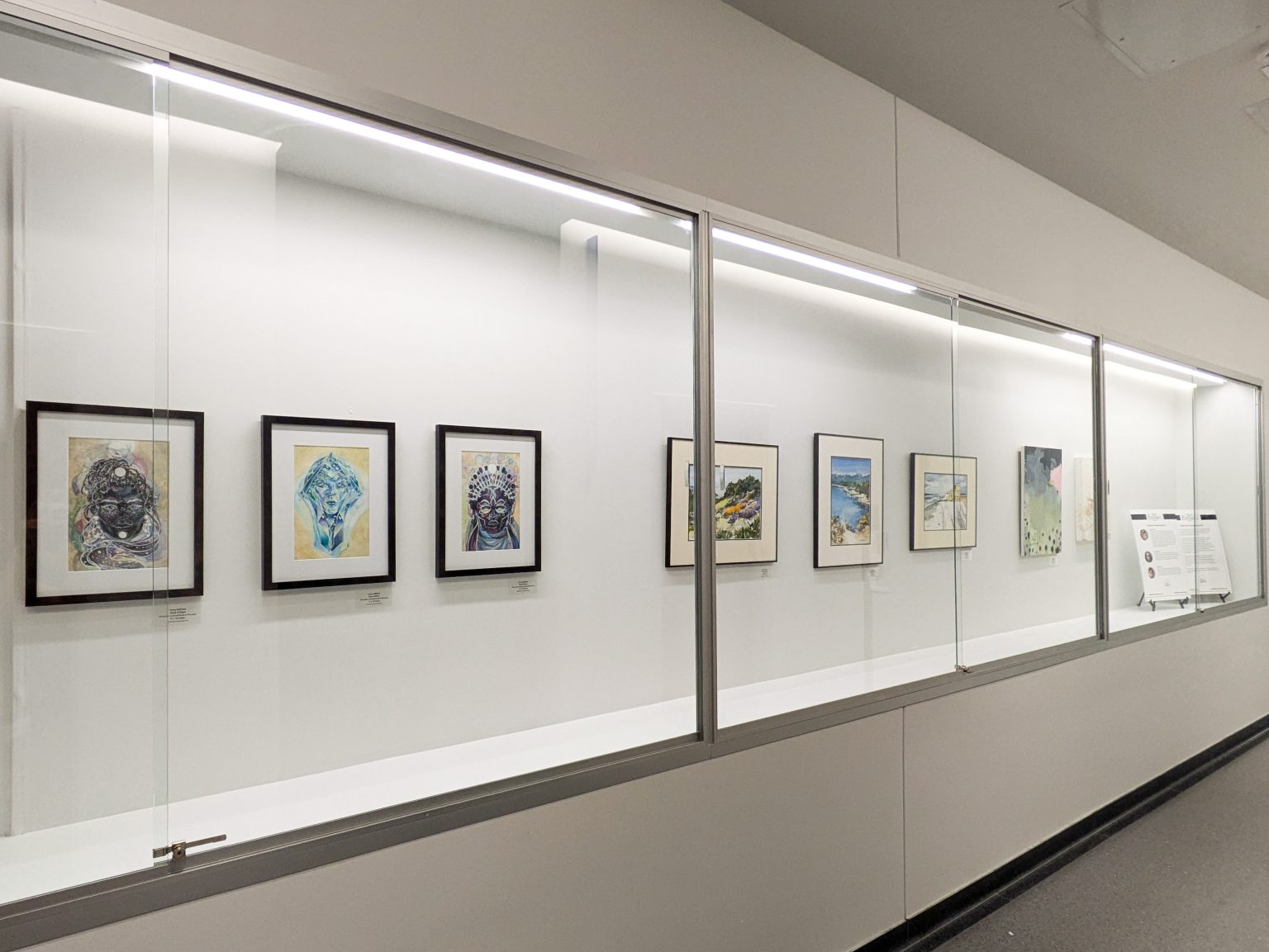 Gallery 1 - Artwork by Avery Liell-Kok, Linda Wilson and Cybele Gerachis at an Art Passages exhibit at the County Administration Building in Martinez, CA. Photo by ARTSCCC.