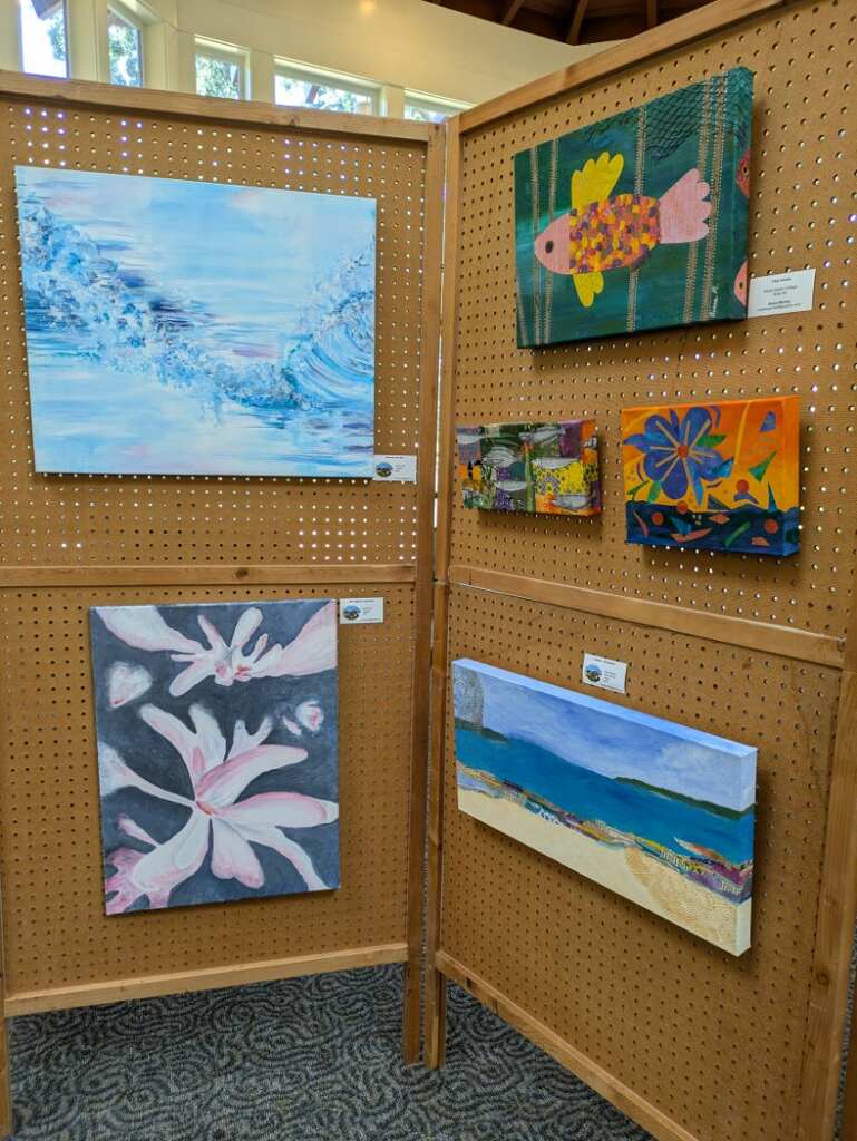 Gallery 2 - Aissa Markey artwork (right) at the Las Juntas~East Bay Artists Guild exhibition. ARTSCCC photo.