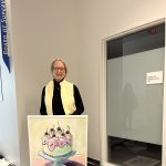 Gallery 1 - Artist Pamela McCauley at the installation of an Art Passages Exhibit at the County Administration Building in Martinez, CA. Photo by ARTSCCC.