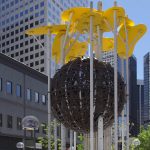 Gallery 1 - 30' high playground sculpture resembling stand of Aspen trunks with large nest and leaf canopy.