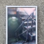 Gallery 1 - Painting of an abandoned staircase leading up to a brighter floor on the top right.