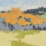 Gallery 2 - painting of a fall color trees and a hill in the background