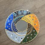 Gallery 3 - Round artwork with colored edge and circular mirror in the center