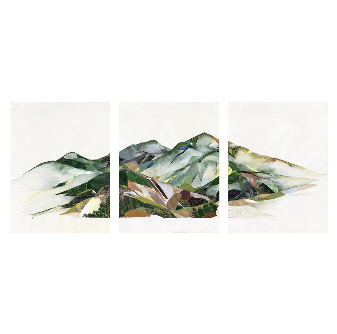 Gallery 4 - A watercolor and painted paper collage triptych of Mount Diablo