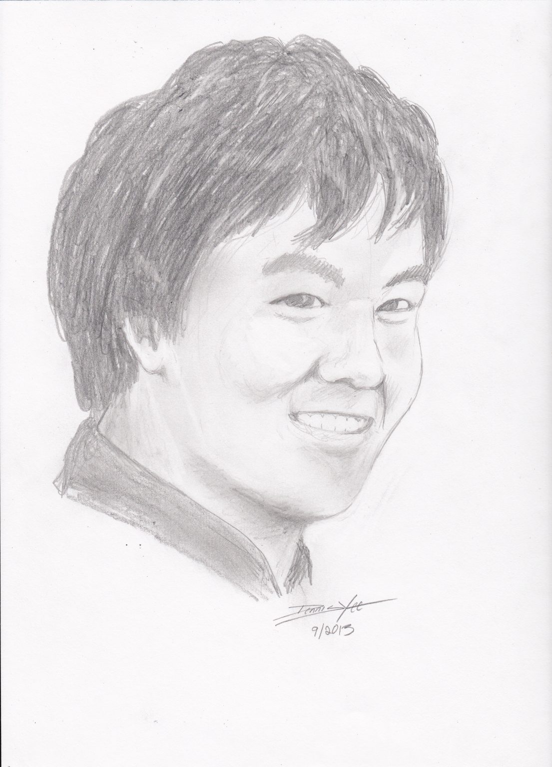 Gallery 3 - Black and white portrait of an Asian man with dark short hair.