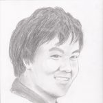 Gallery 3 - Black and white portrait of an Asian man with dark short hair.