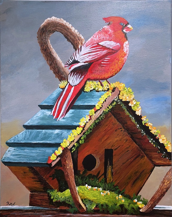 Gallery 5 - Cardinal on Birdhouse