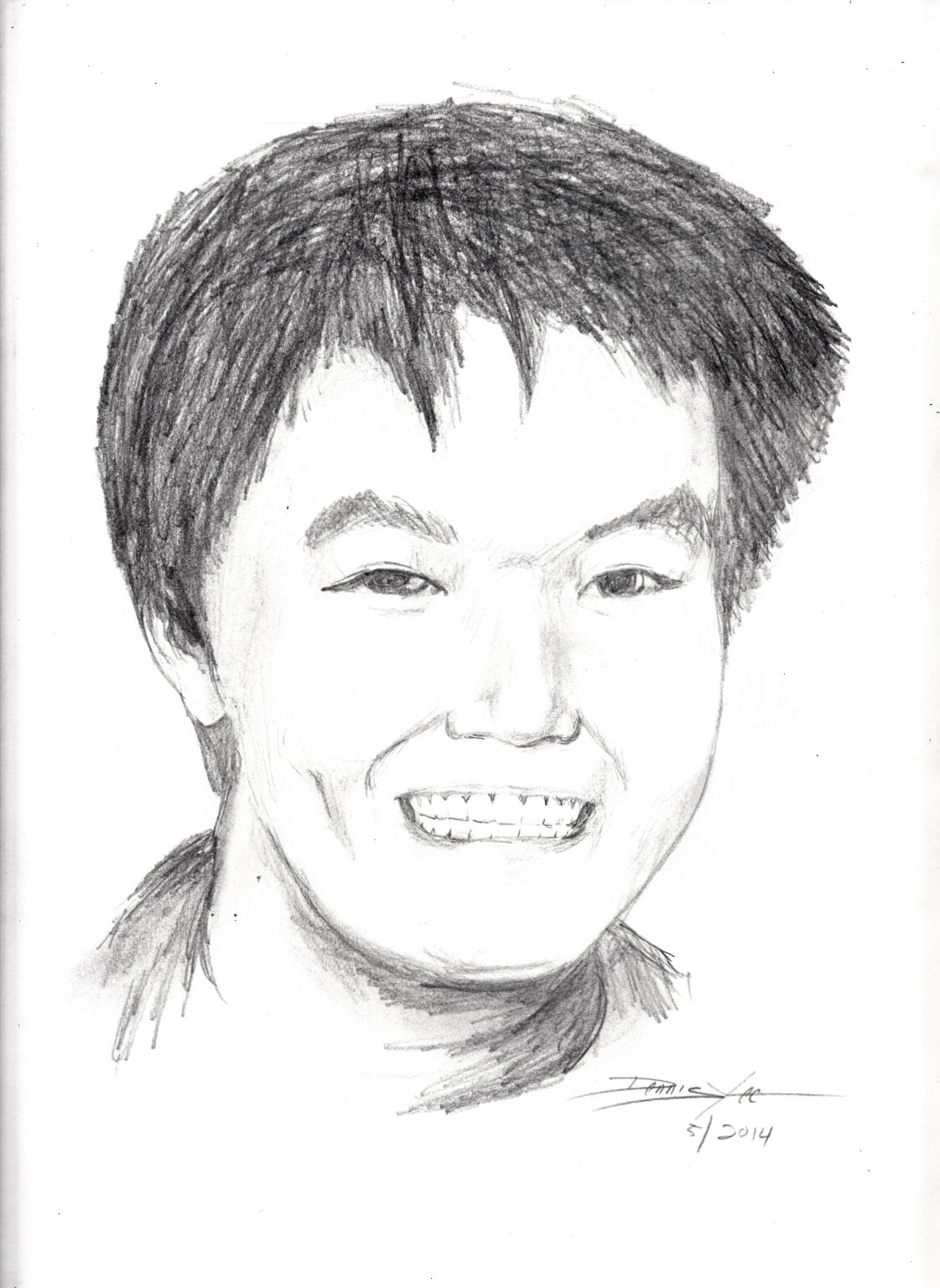 Gallery 5 - Black and white portrait of an Asian man with dark short hair.