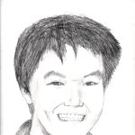Gallery 5 - Black and white portrait of an Asian man with dark short hair.