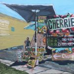 Gallery 10 - Oil painting of a fruit stand selling cherries