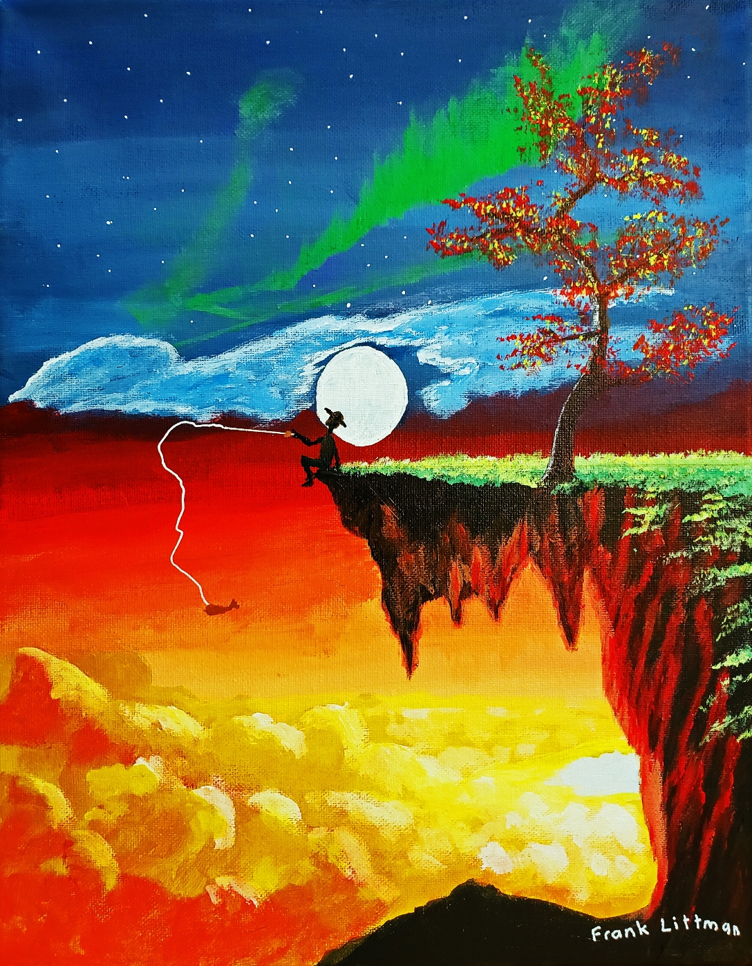 Gallery 10 - Boy Fishing Under Sunset Moon
