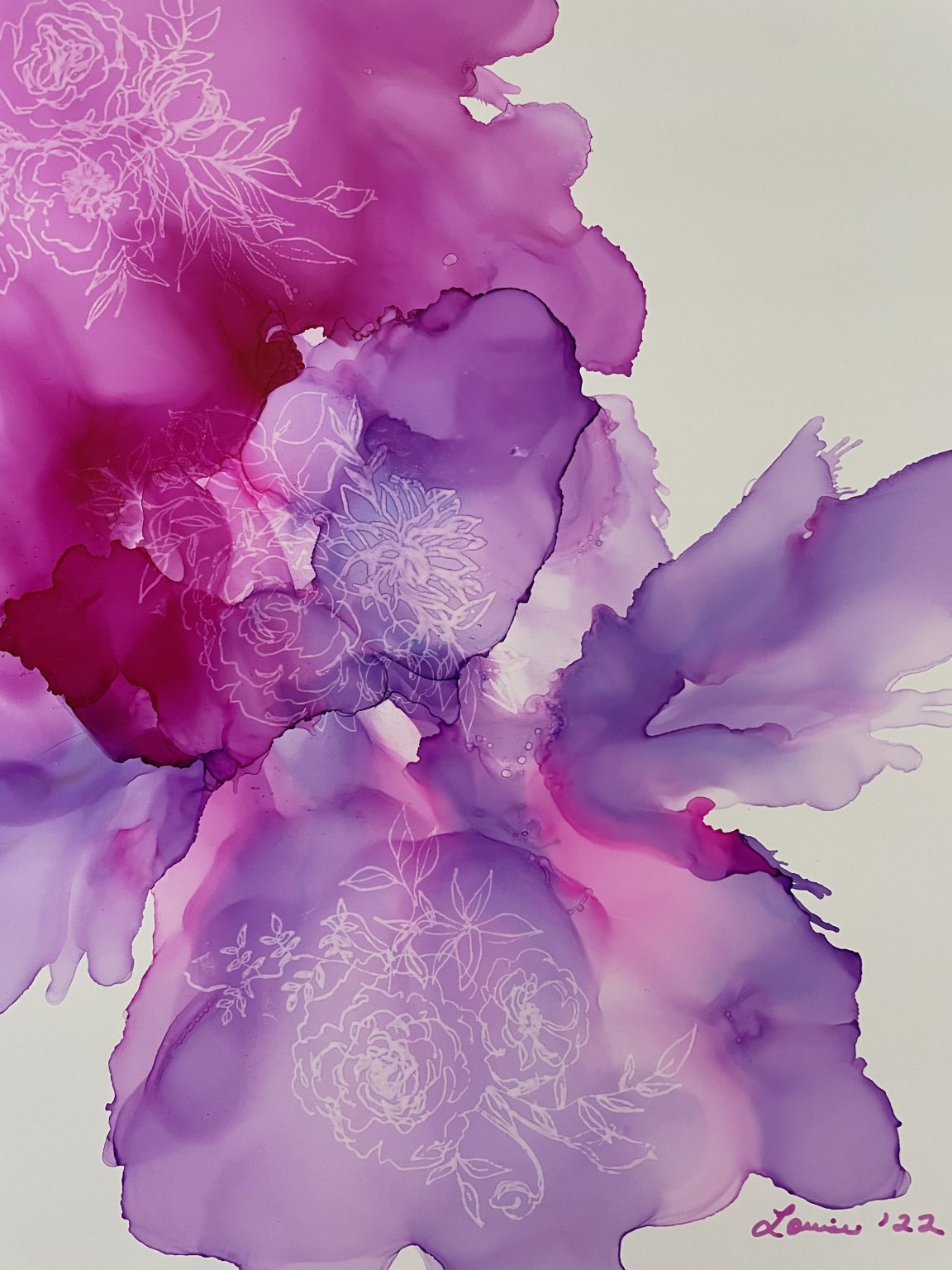 Gallery 1 - Abstract , somewhat floral.  colors are purples, pinks mauves