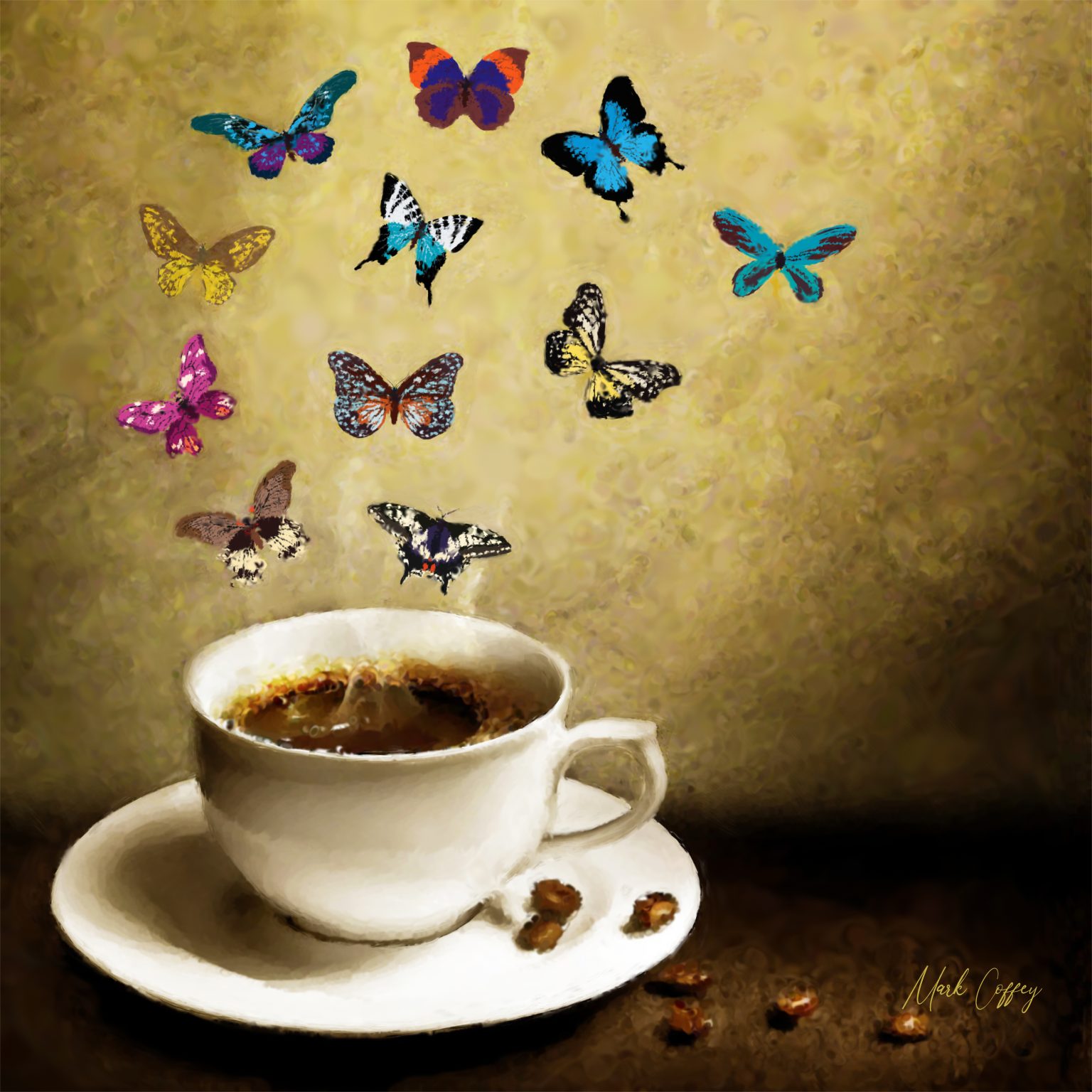 Gallery 1 - Butterflies flying in the steam above a hot cup of coffee