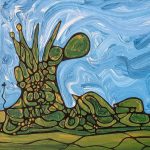 Gallery 1 - pastel and ink drawing of trees and blue sky