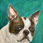Gallery 7 - Painting of a Boston Terrier with green background