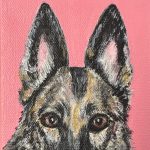 Gallery 6 - Painting of a German Shephard on a pink background