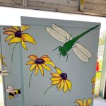 Gallery 3 - Utility Box Art. Dragonfly, Bees and flowers painting