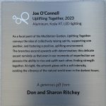 Gallery 4 - Uplifting-Together plaque. ARTSCCC Photo.