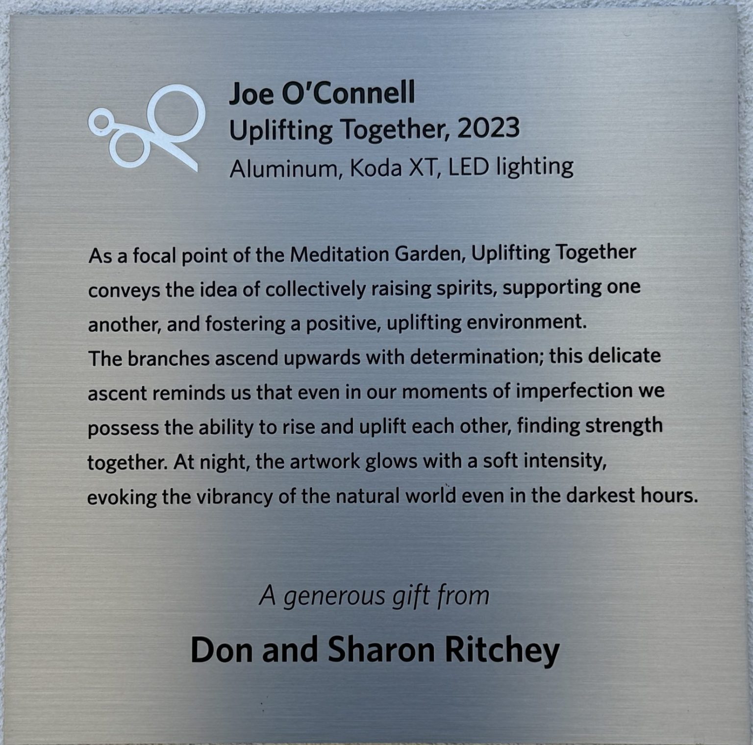 Gallery 4 - Uplifting-Together plaque. ARTSCCC Photo.