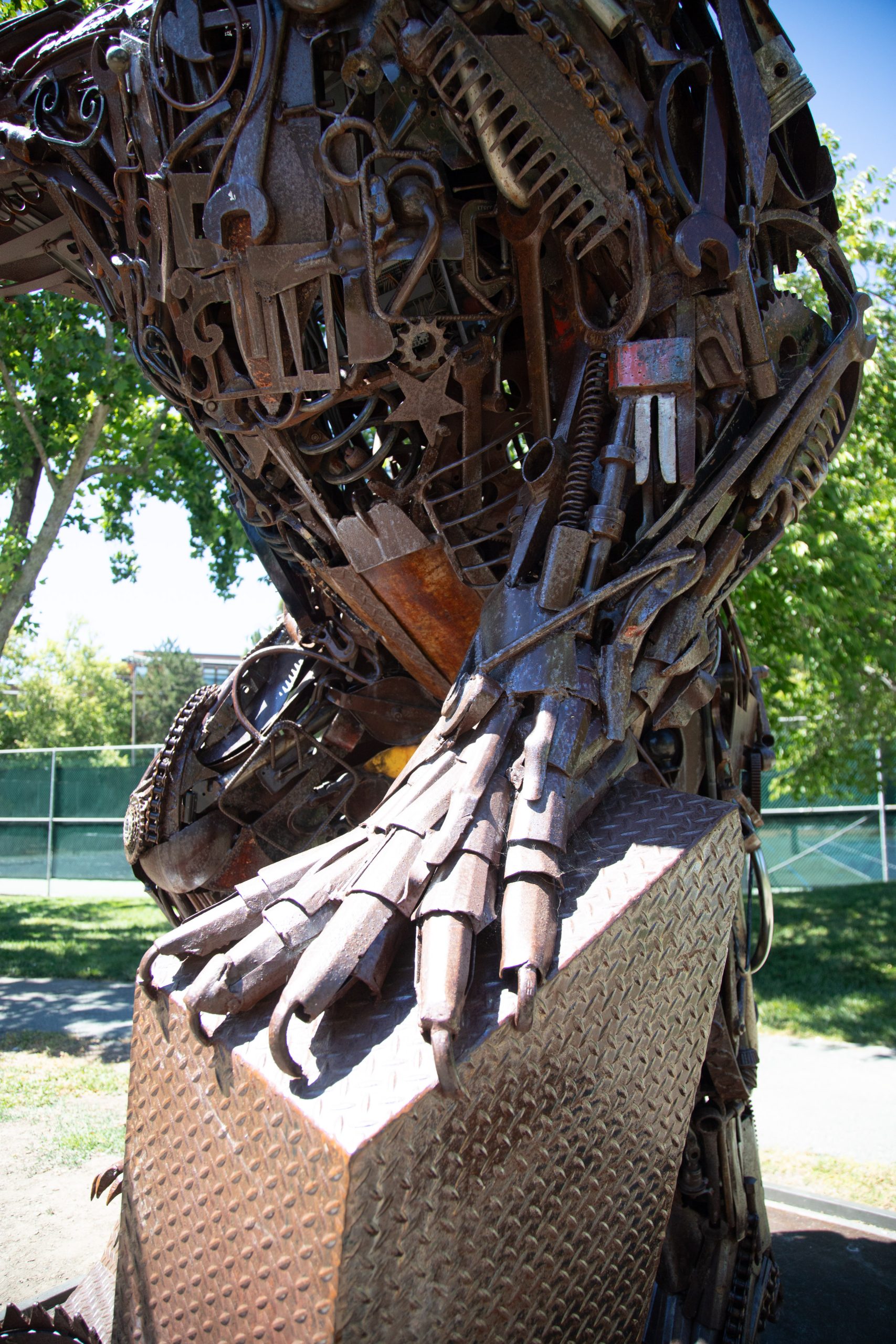 Gallery 2 - Image of a metal brown bear made of metal objects like gears and recycled equipment parts.