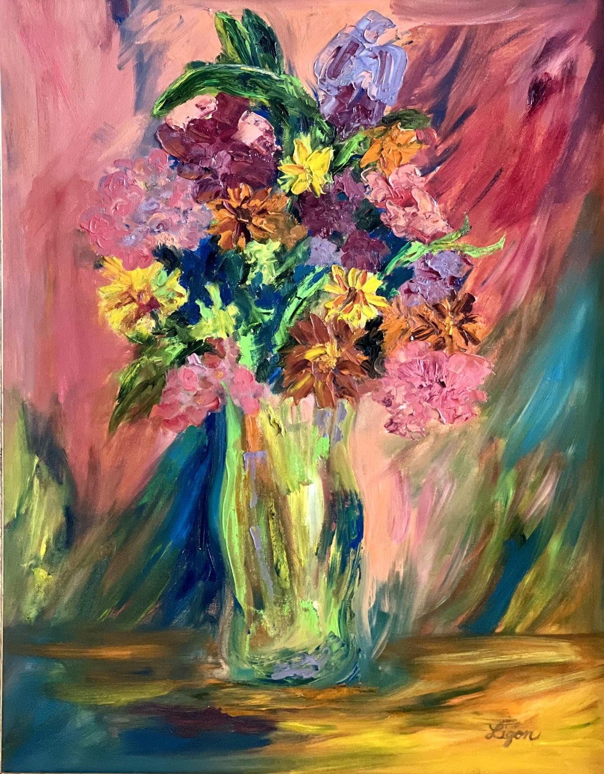 Gallery 8 - Painted from a beautiful floral arrangement of freshly cut flowers, from the Artist's garden.
