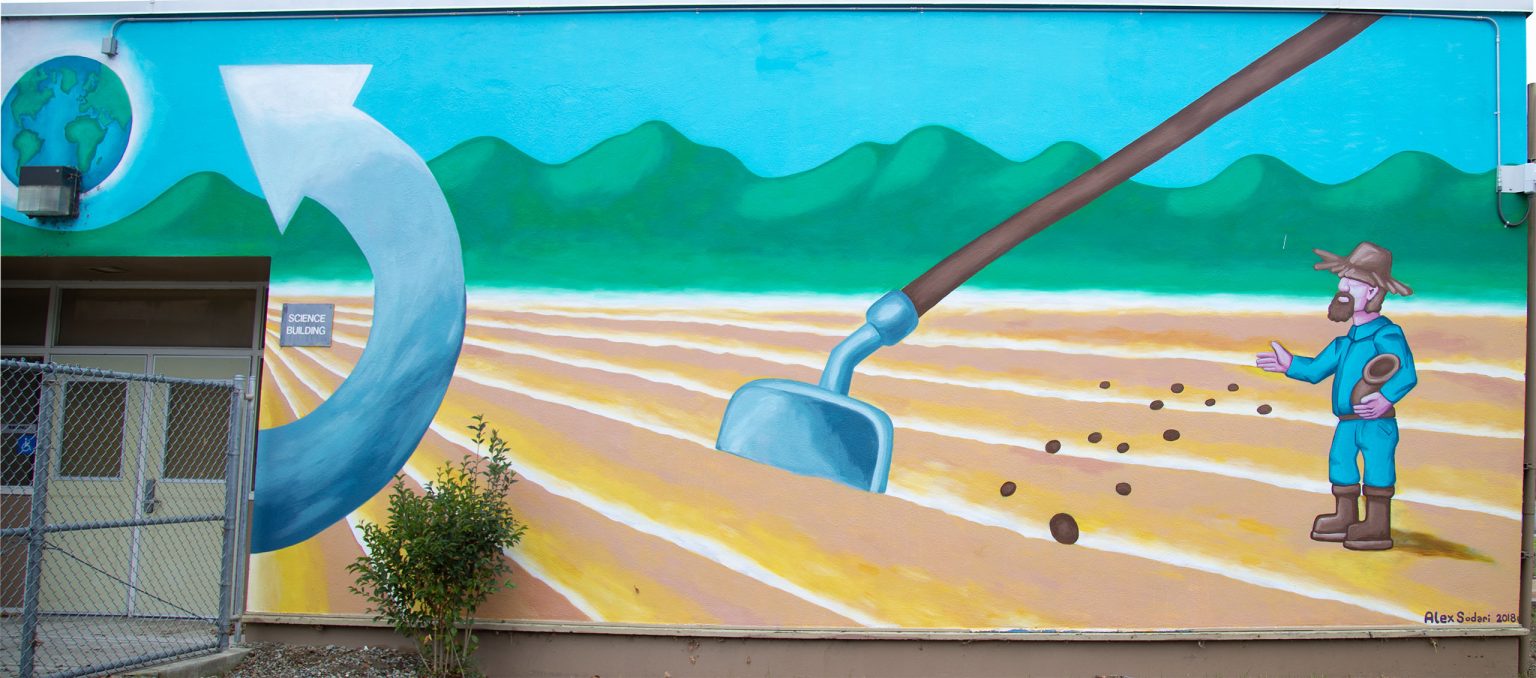 Gallery 1 - Mural painting of a farmer planting seeds.