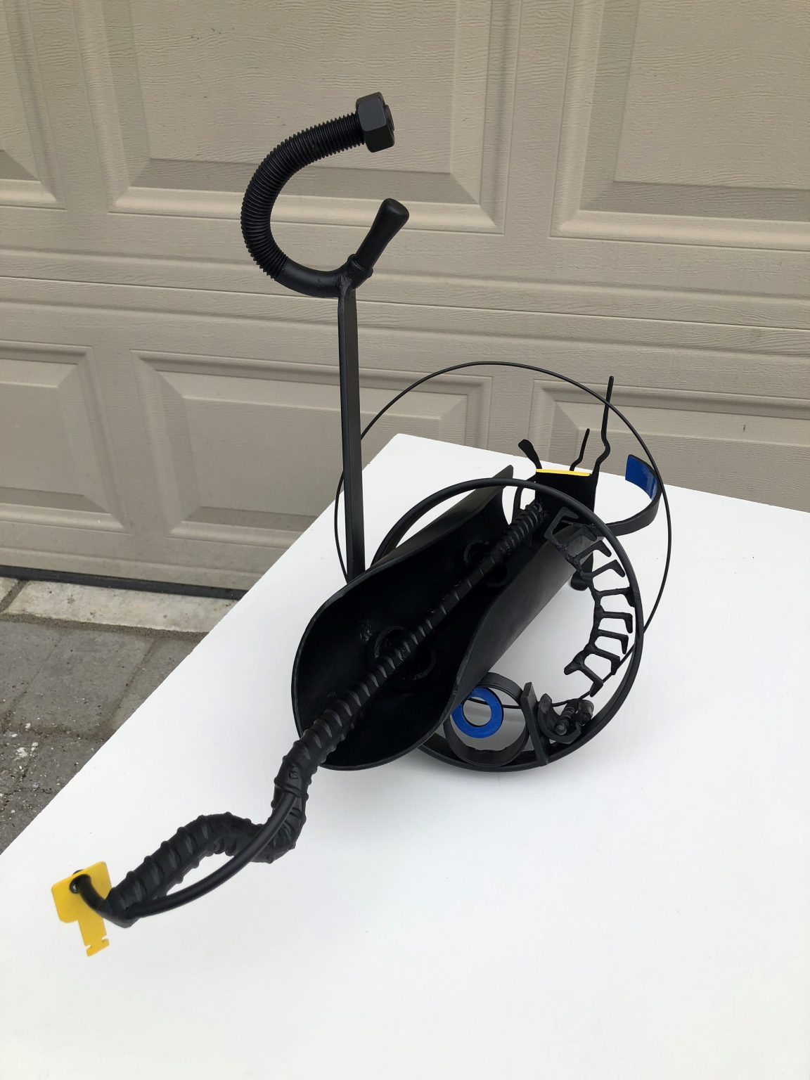Gallery 2 - Steel rebar, threaded rod, bent plate, pipe, forged shapes. Painted L:  22”, H:17”, D:11”, Lb 14rnrn