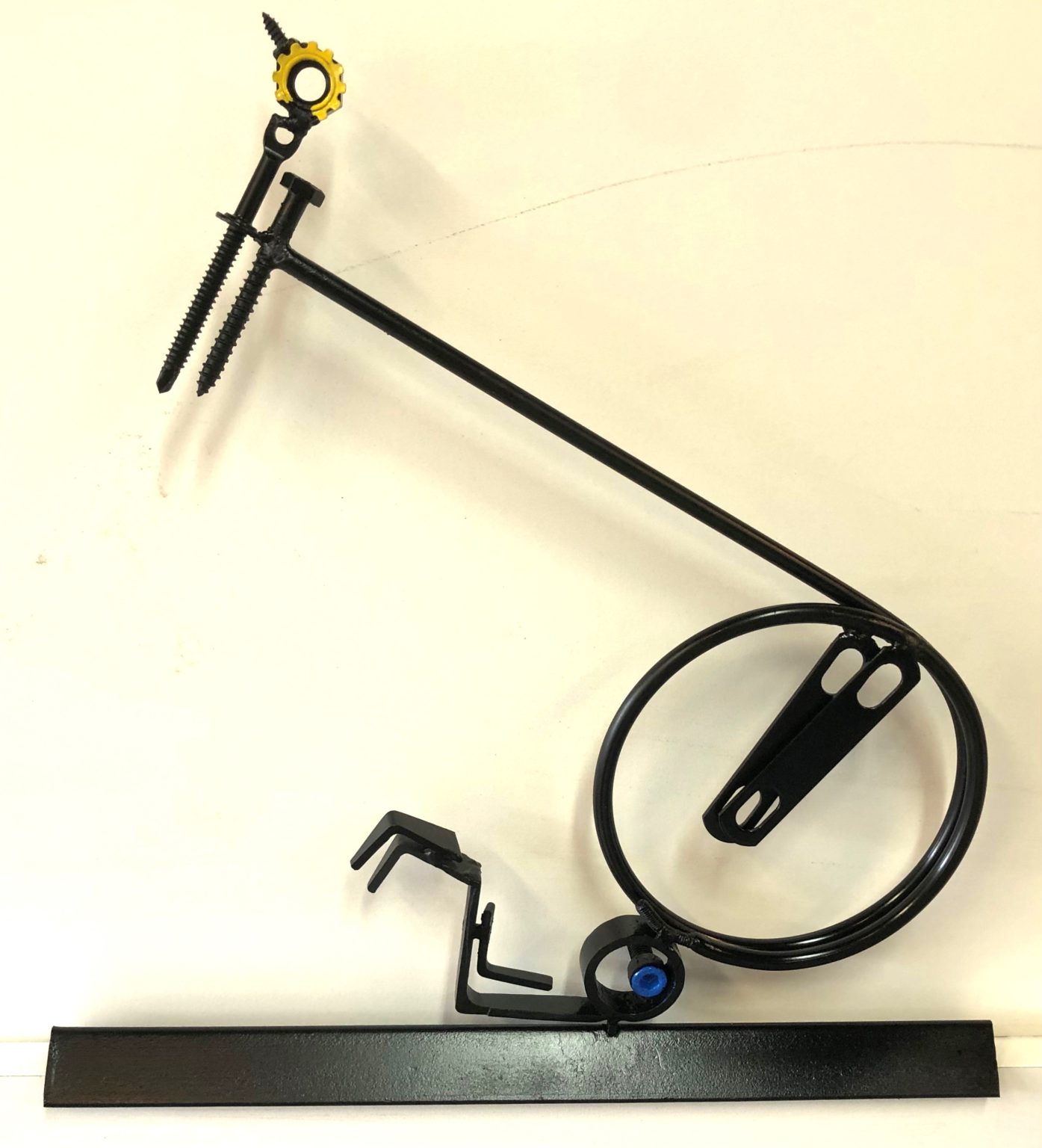 Gallery 4 - Steel angle, rod, pipe, screws and washers.  Painted L:  13”,  W: 13”,  D: 2”,  Lbs.: 3 