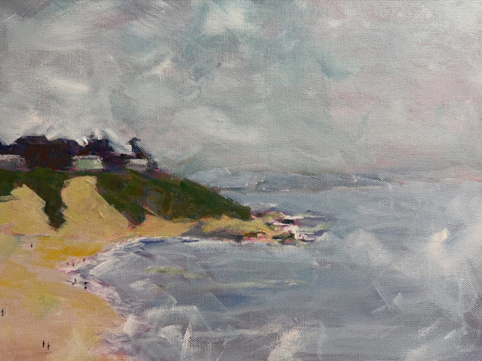 Gallery 2 - Overcast, somewhat abstracted beach scene with angular brush strokes rather than smooth transitions