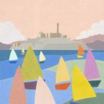 Gallery 5 - Colored pencil painting of Sailboats in front of the Alcatraz. 
