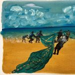 Gallery 2 - Gouache painting of a fishermen in Gaza.