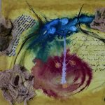 Gallery 4 - Mixed media collage with added fabric in gold, magenta and blue