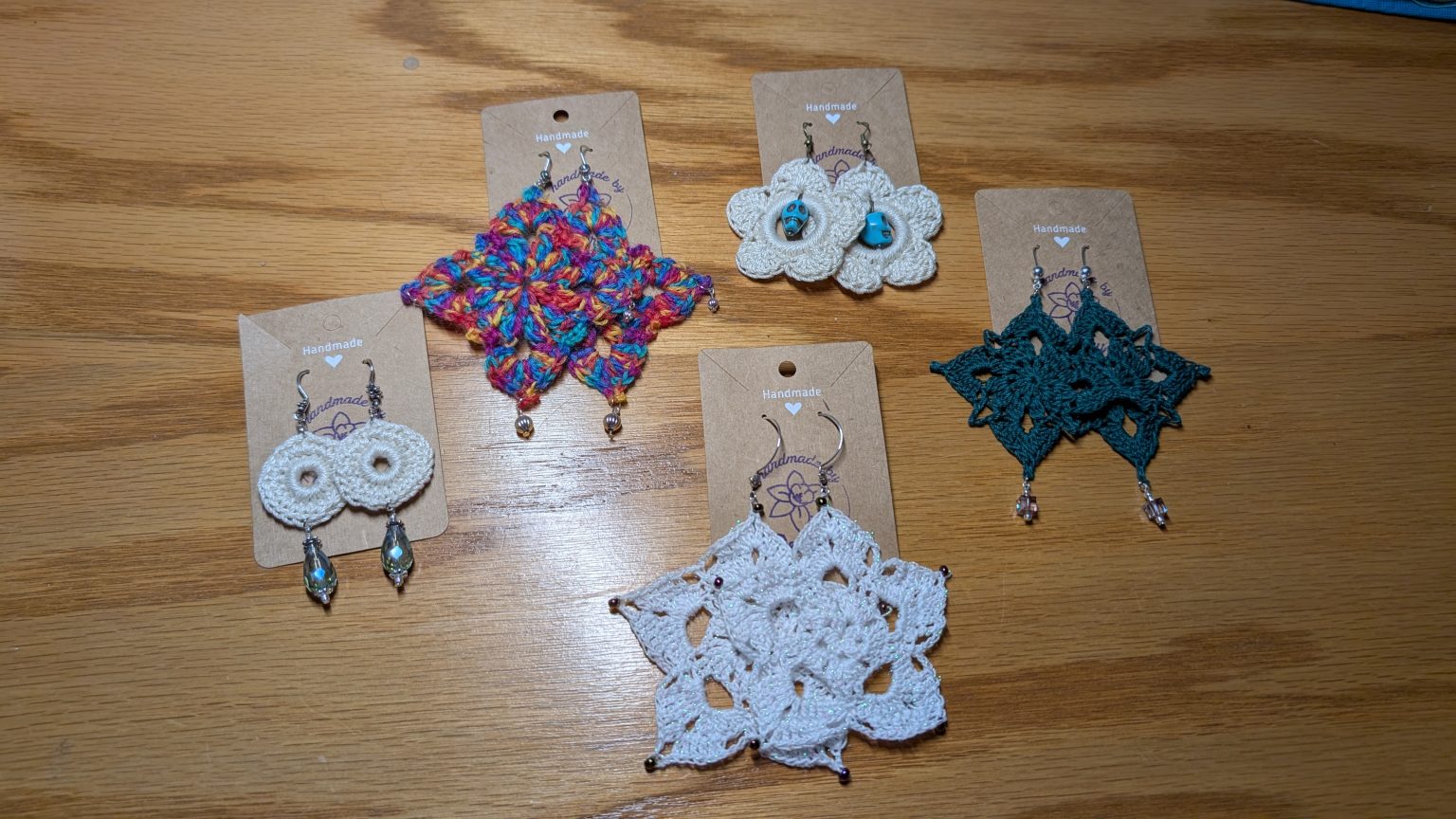 Gallery 5 - 5 pairs of crocheted earrings